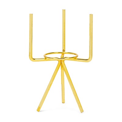 Кашпо для цветов «Цилиндр», 300 мл, 15×8×8 см, керамика, на золотистой подставке, белое