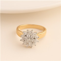 Кольцо 19 р ювелирная бижутерия коллекция "Дубай", вставка: фианиты, цвет: прозрачный, арт.313.386-19