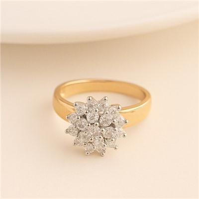 Кольцо 17 р ювелирная бижутерия коллекция "Дубай", вставка: фианиты, цвет: прозрачный, арт.313.386-17