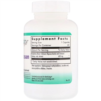 Nutricology, MicroChitosan, 60 растительных капсул