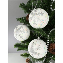 Новогоднее украшение Шары 3 штуки 8 см / WF-192 /уп 128/белые