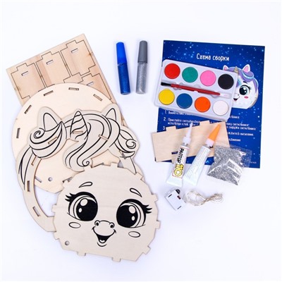 Набор для творчества «Новогодний ночник из дерева. Единорог», роспись, сборный, 5+