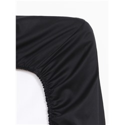 Простыня на резинке 1.5-спальная «Этель» Jet black, 160×200+25 см, мако-сатин