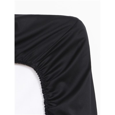 Простыня на резинке 1.5-спальная «Этель» Jet black, 160×200+25 см, мако-сатин