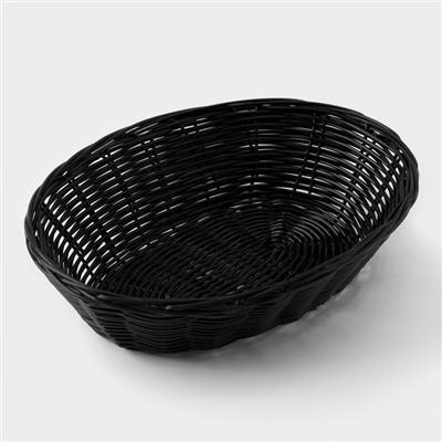 Корзинка для фруктов и хлеба Доляна «Плетёнка», 25×18×6.5 см, пластик, плетёная, коричневая