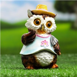 Садовая фигура из полистоуна «Филин в шляпке с лопаткой», 15×10×9.5 см