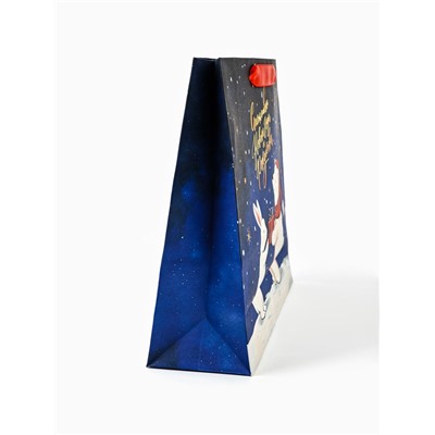 Пакет подарочный крафтовый, «В Новогоднюю ночь», 30×26×9 см