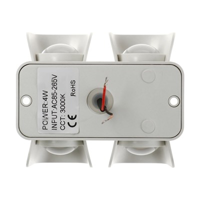 Светильник фасадный «Элегант», 4 Вт, 3000К, 2 луча, IP65, 220 В, пластиковый корпус, белый, свечение тёплое белое