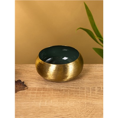 Подсвечник золотой c зелёным покрытием, 8×8×3.5 см