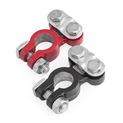 Клемма АКБ «AUTOPROFI» универсальная, с цвет. маркировкой полярности, крепление жилы планкой, специальный свинцовый сплав, 2 шт.