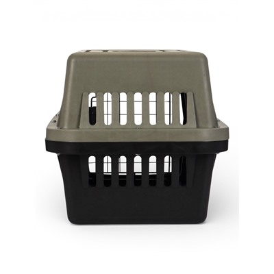 Переноска для животных, 59×36×35 см, с поддоном, с металлической дверью, тёмно-серая, чёрная