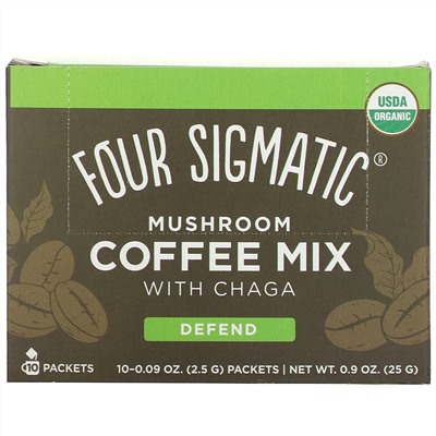 Four Sigmatic, Mushroom Coffee Mix with Chaga, 10 Packets, 0.09 oz (2.5 g) Each