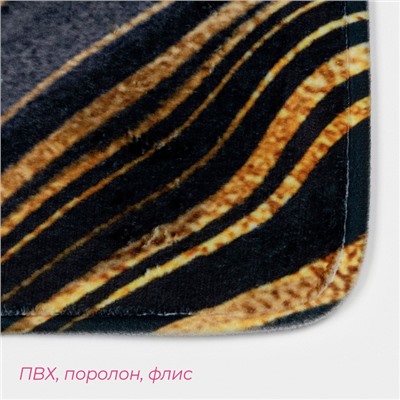 Коврик для ванной и туалета Доляна «Камень», 44×120 см, чёрный