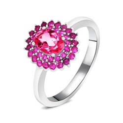 Кольцо, топаз розовый , нанорубин, NKD-2205