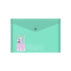 Папка  4 отд. на кнопке А4 61161 Matt Pastel Bloom 61161 прозрачная, ассорти ErichKrause