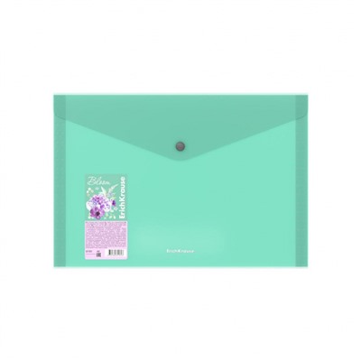 Папка  4 отд. на кнопке А4 61161 Matt Pastel Bloom 61161 прозрачная, ассорти ErichKrause