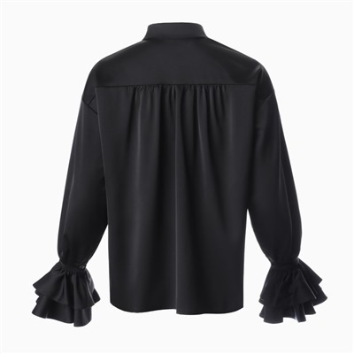 Блузка шелковая с воланами женская MIST, размер 46, чёрная