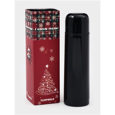 Термос гильза, 500 мл, с кружкой, сохраняет тепло до 8 часов, нержавеющая сталь, чёрный