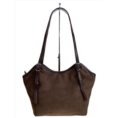 Женская сумка из искусственной замши, цвет шоколад