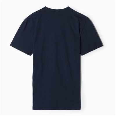 Футболка мужская с принтом, цвет тёмно-синий, размер 56