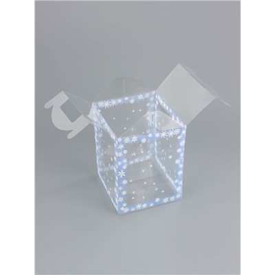 Коробка подарочная новогодняя складная ПВХ «Зимушка» 12×12×15 см