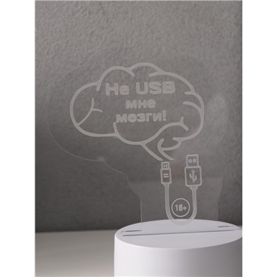 Светильник 3D RISALUX «Не USB мне мозги!», LED-ночник, RGB, от сети, 9.5×12×14.9 см