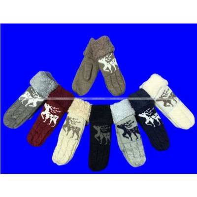 Варежки женские двойные внутри с мехом арт. А 116