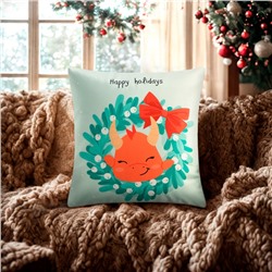 Чехол на подушку "Этель" "Happy holidays" 40х40 см, 100 п/э, велюр