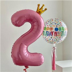 Воздушный шар фольгированный 40" «Цифра 2 с короной»