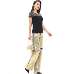 Блузка черная с кокеткой