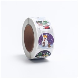 Наклейки в рулоне «Зимушка», 500 шт., 2.5×2.5 см