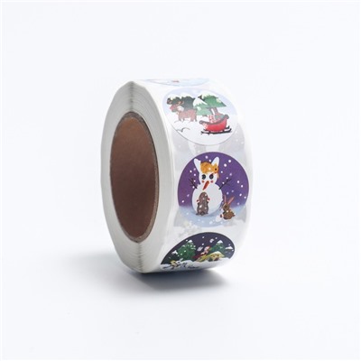 Наклейки в рулоне «Зимушка», 500 шт., 2.5×2.5 см