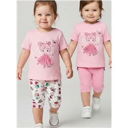 Брюки детские трикотажные для девочек (легинсы укороченные), 2 пары в комплекте