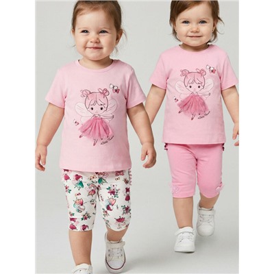 Брюки детские трикотажные для девочек (легинсы укороченные), 2 пары в комплекте