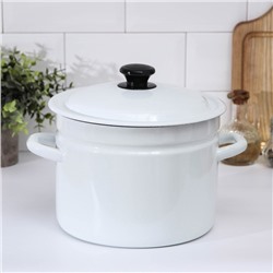 УЦЕНКА Кастрюля эмалированная, 6 л, d=24 см, без крышки, без декора, белая