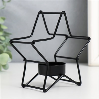 Подсвечник на 1 свечу «Звезда», металл, d=3.8 см, чёрный, 12×5×11.8 см