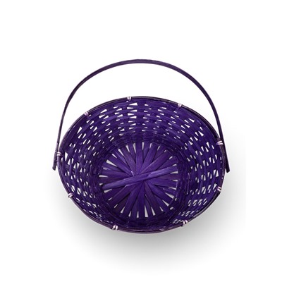 Корзина плетёная для хранения, 26×26×12 см, ручка h=21 см, бамбуковая, сиреневая