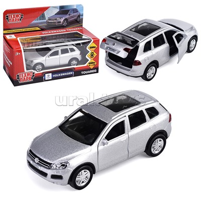 Машина металл Volkswagen Touareg, 12 см, (откр. двери, багаж, сереб.) инерц, в коробке
