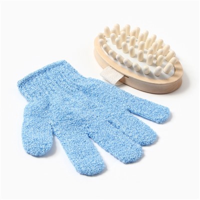 Подарочный набор «Этель. Зимняя спячка», 5 предметов, полотенце 30×60 см, полотенце, мочалка, щётка - массажёр