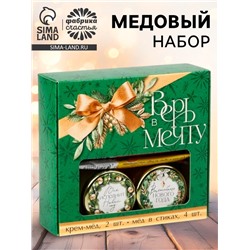 Подарочный набор новогодний «Верь в мечту»: крем-мёд 2 шт., мёд в стиках 4 шт.