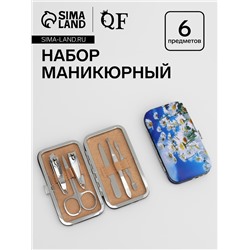 Набор маникюрный, 6 предметов, в футляре, разноцветный