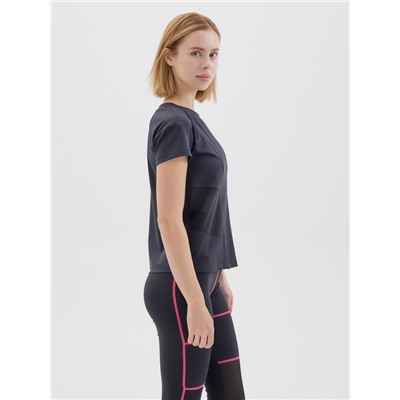 Футболка спортивная с сеткой женская MINAKU, чёрная, размер 48