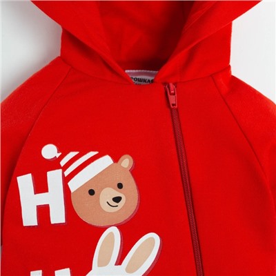 Комбинезон детский с капюшоном «Крошка Я. Новогодние зверята», рост 68-74 см, красный