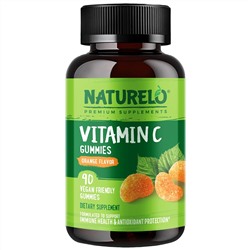 NATURELO, Vitamin C Gummies, Orange Flavor, 90 Vegan Gummies