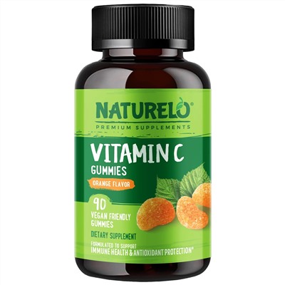 NATURELO, Vitamin C Gummies, Orange Flavor, 90 Vegan Gummies