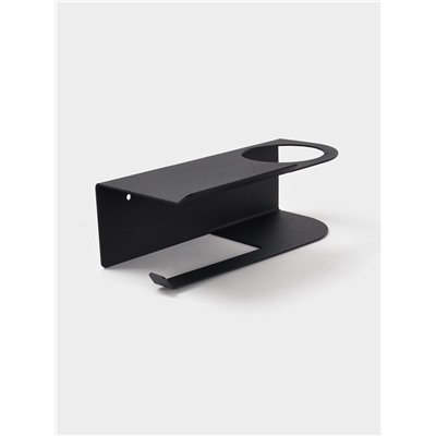 Держатель для туалетной бумаги с полочкой с отверстием для освежителя, чёрный