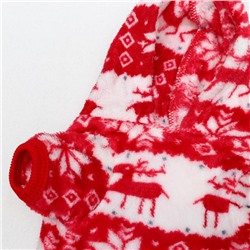 Комбинезон «Олени», с капюшоном, размер XS, ДС 20 см, ОГ 30 см, ОШ 20 см, красный