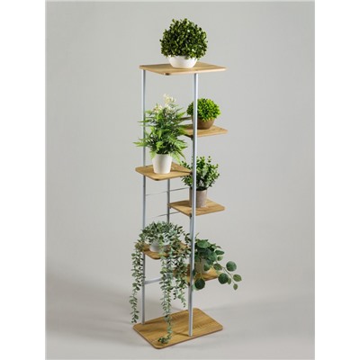 Подставка для цветов Greengo, 7 полок, 36×23×120 см, напольная, каркас металл, полки МДФ, белая