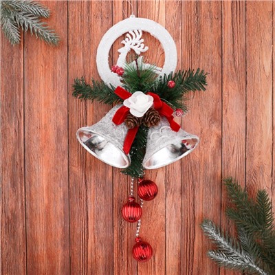 Украшение новогоднее «Зимнее волшебство. Колокольчики» 15×30 см, бело-красный