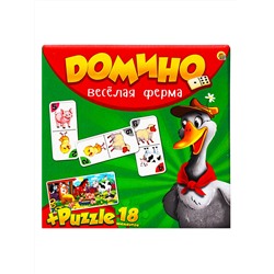 ДОМИНО + ПАЗЛЫ (18 элементов). ВЕСЕЛАЯ ФЕРМА (Арт. ИН-6753)